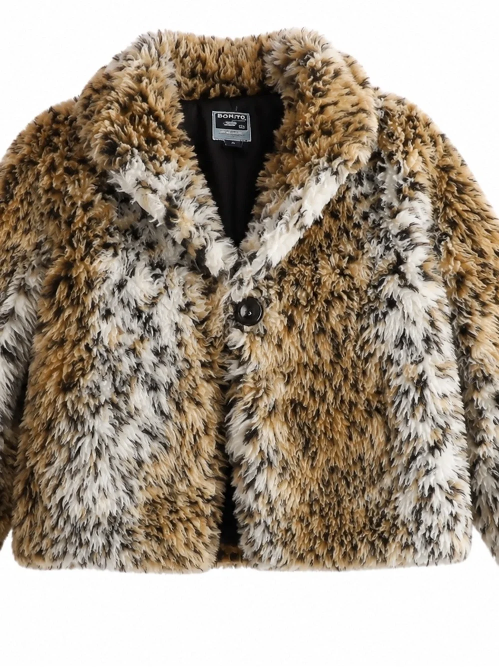 Kids Faux Fur Coat by in Brown & Cream Multi-Tone
